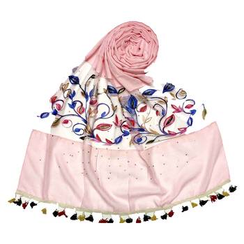 Pink Designer Flower Ari Diamond Collection Stole For Women 1