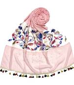 Pink Designer Flower Ari Diamond Collection Stole For Women