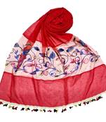 Red Designer Flower Ari Diamond Collection Stole For Women