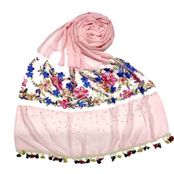 Pink Flower Ari Diamond Collection Stole For Women 1