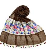 Brown Flower Ari Diamond Collection Stole For Women