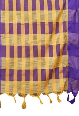 Yellow woven art silk saree with blouse 4