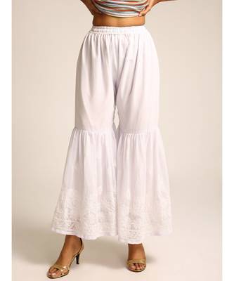 WHITE COLOUR georgette CHIKANKARI SHARARA 1