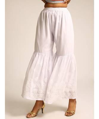 WHITE COLOUR georgette CHIKANKARI SHARARA 2