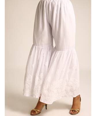 WHITE COLOUR georgette CHIKANKARI SHARARA 3