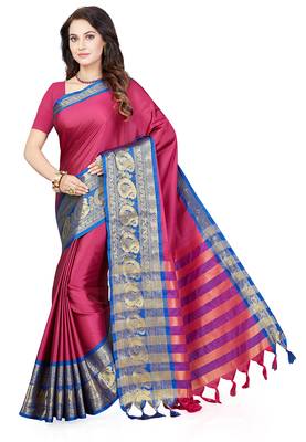 Purple woven art silk saree with blouse 1