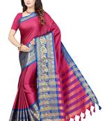 Purple woven art silk saree with blouse