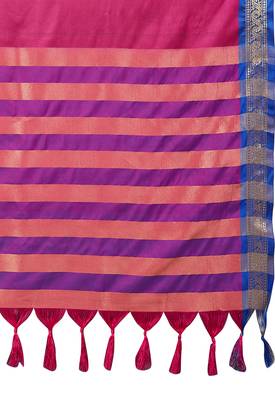 Purple woven art silk saree with blouse 4