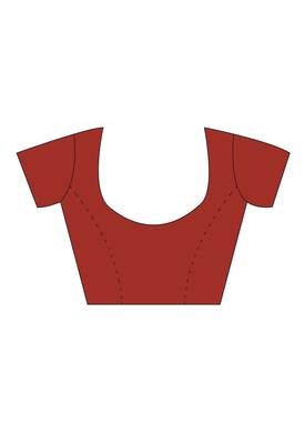 Red woven art silk saree with blouse 3