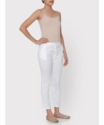 WHITE COLOUR COTTON CHIKANKARI pants 2