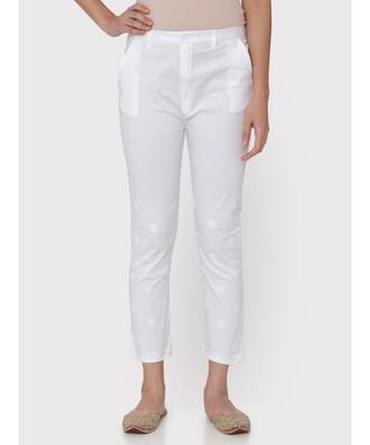 WHITE COLOUR COTTON CHIKANKARI pants 5