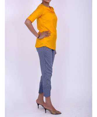 Mango yellow cowl neck rayon short top 2