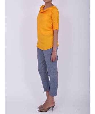 Mango yellow cowl neck rayon short top 3