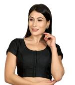 Black Banglori Silk Princess Cut Padded Short Sleeves Readymade Saree Blouse