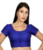 blue Banglori Silk Princess Cut Padded Short Sleeves Readymade Saree Blouse