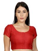 Red Banglori Silk Princess Cut Padded Short Sleeves Readymade Saree Blouse