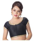 Black Short Sleeves Golden Lace Border Readymade Saree Blouse