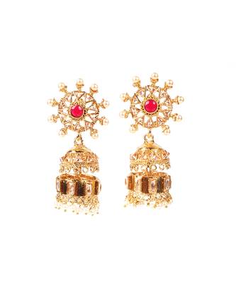 Ruby Stone Gold Plated Jhumkas 2