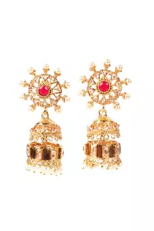 Ruby Stone Gold Plated Jhumkas