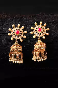 Ruby Stone Gold Plated Jhumkas