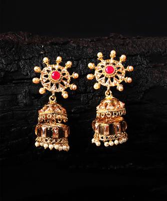 Ruby Stone Gold Plated Jhumkas 1
