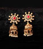 Ruby Stone Gold Plated Jhumkas