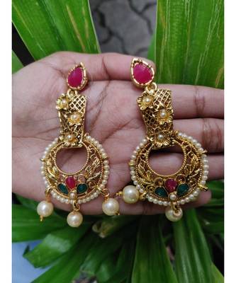 Multicolor Stone Pearl Earrings 1