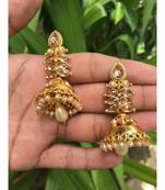 Gold Plated Stone Studded Designer Jhumkas