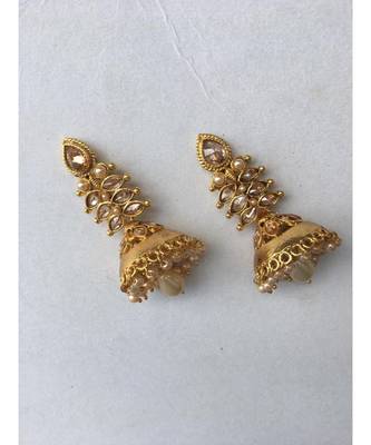 Gold Plated Stone Studded Designer Jhumkas 2