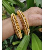 Gold Plated Pearl Bangles Set Of 2