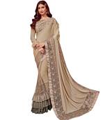 Chiku Embroidered Lycra Ruffle Saree With Blouse