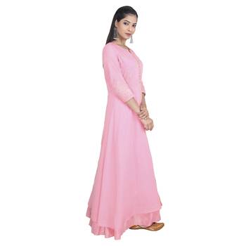 Pink embroidered cotton ethnic-kurtis 1