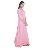 Pink embroidered cotton ethnic-kurtis
