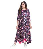 Multicolor printed satin ethnic-kurtis