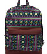 Artsy Brown & Multicoloured Printed Polyester Backpack