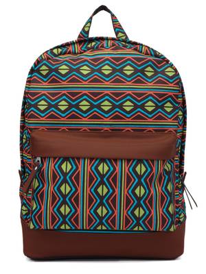 Artsy Brown & Multicoloured Printed Polyester Backpack 1