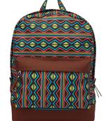 Artsy Brown & Multicoloured Printed Polyester Backpack