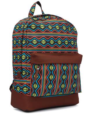 Artsy Brown & Multicoloured Printed Polyester Backpack 2