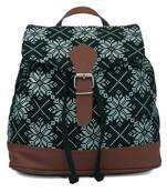 Artsy Black and White Printed Canvas & PU Backpack