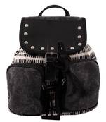 Monochrome Black and White Printed Canvas & PU Backpack