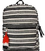 Flock Black and White Striped Jacquard Canvas Backpack