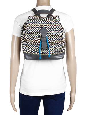 Flock Multicoloured Jacquard Canvas Backpack 6