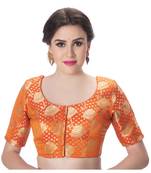 Brocade Orange Umbrella Design Half Sleeves Princess Cut Padded blouse