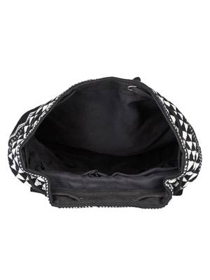 Flock Black and White Jacquard Canvas Backpack 4