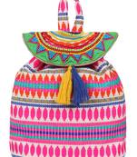 Trickle Pink and Multicoloured Jacquard Canvas Backpack