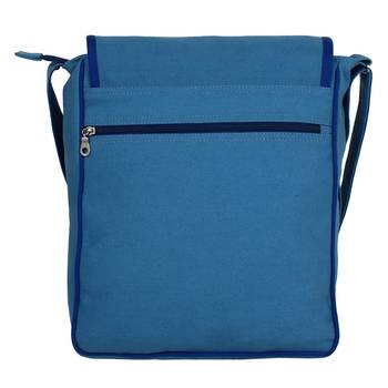 Whimsical Blue Canvas Messenger Bag 3