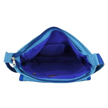 Whimsical Blue Canvas Messenger Bag 5