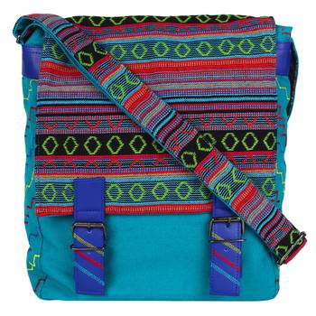 Tracery Blue Jacquard Messenger Bag 1