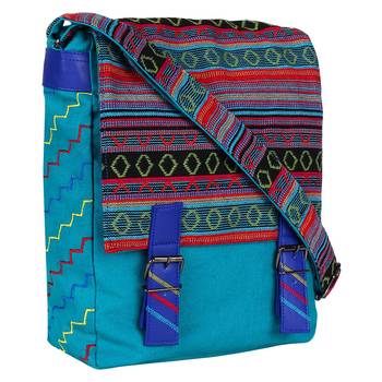 Tracery Blue Jacquard Messenger Bag 2