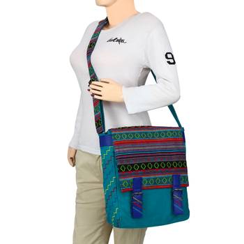 Tracery Blue Jacquard Messenger Bag 6